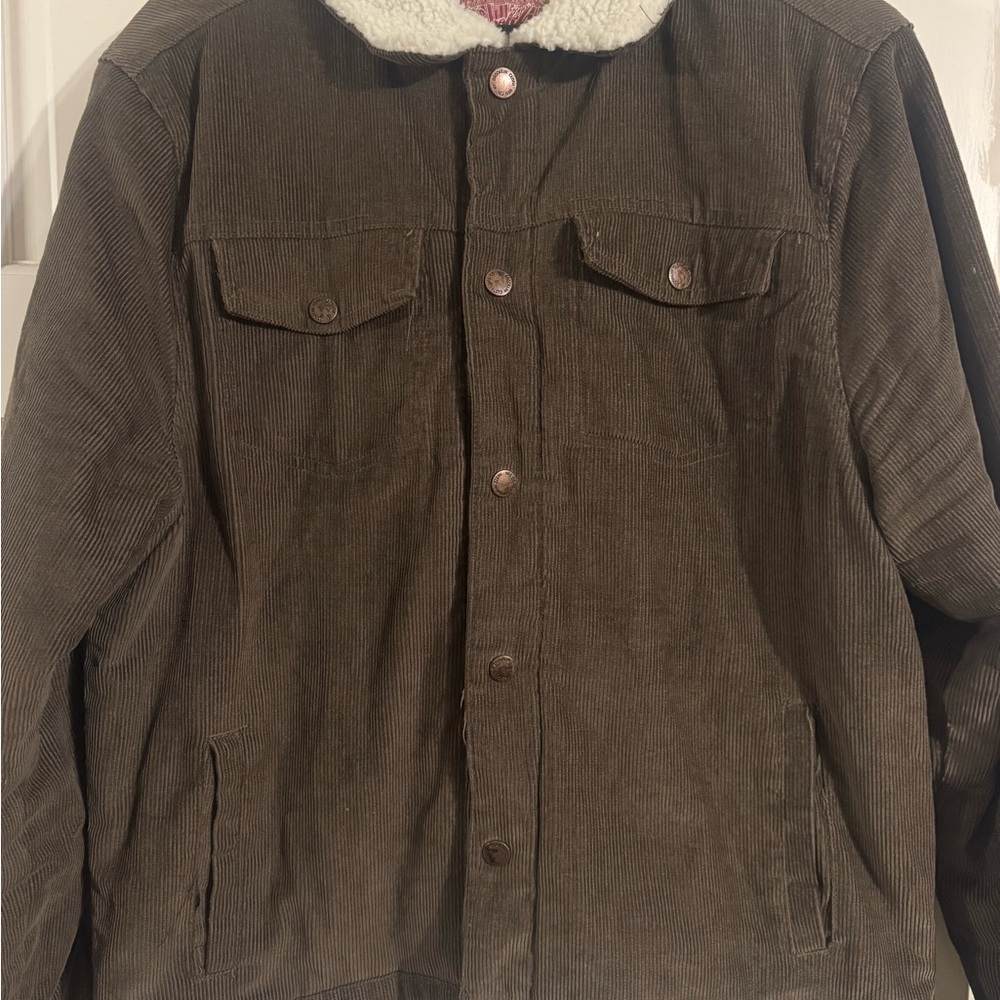 Brooklyn Cloth Olive Corduroy Jacket with Sherpa Collar